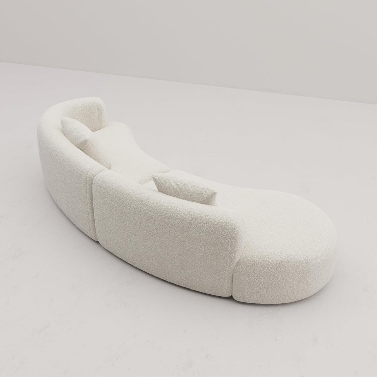Modern Curved Sectional Living Room Couch, Minimalist Comfy Boucle Fabric Modular Sofa for Apartment, Home Office, Left Hand Facing, White-4