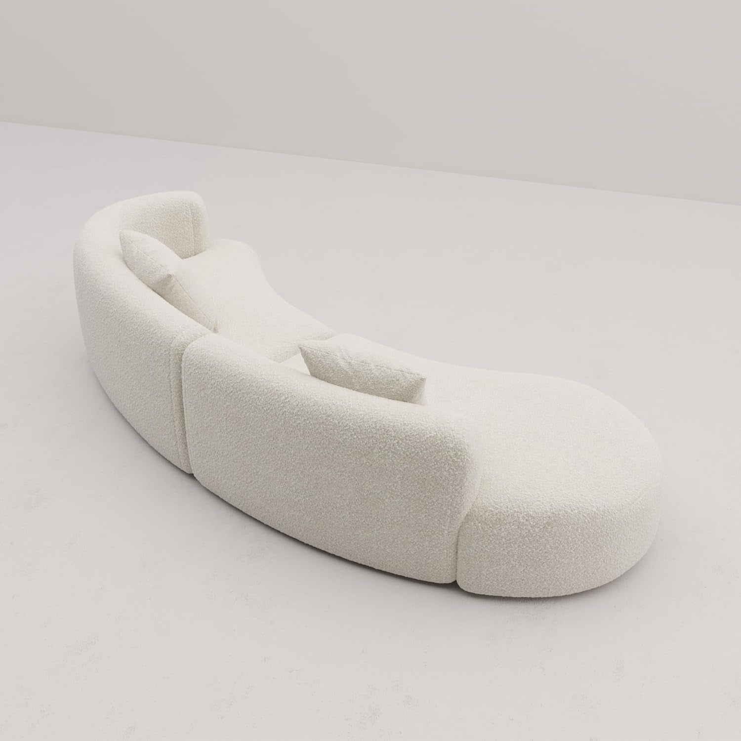 Modern Curved Sectional Living Room Couch, Minimalist Comfy Boucle Fabric Modular Sofa for Apartment, Home Office, Left Hand Facing, White-4