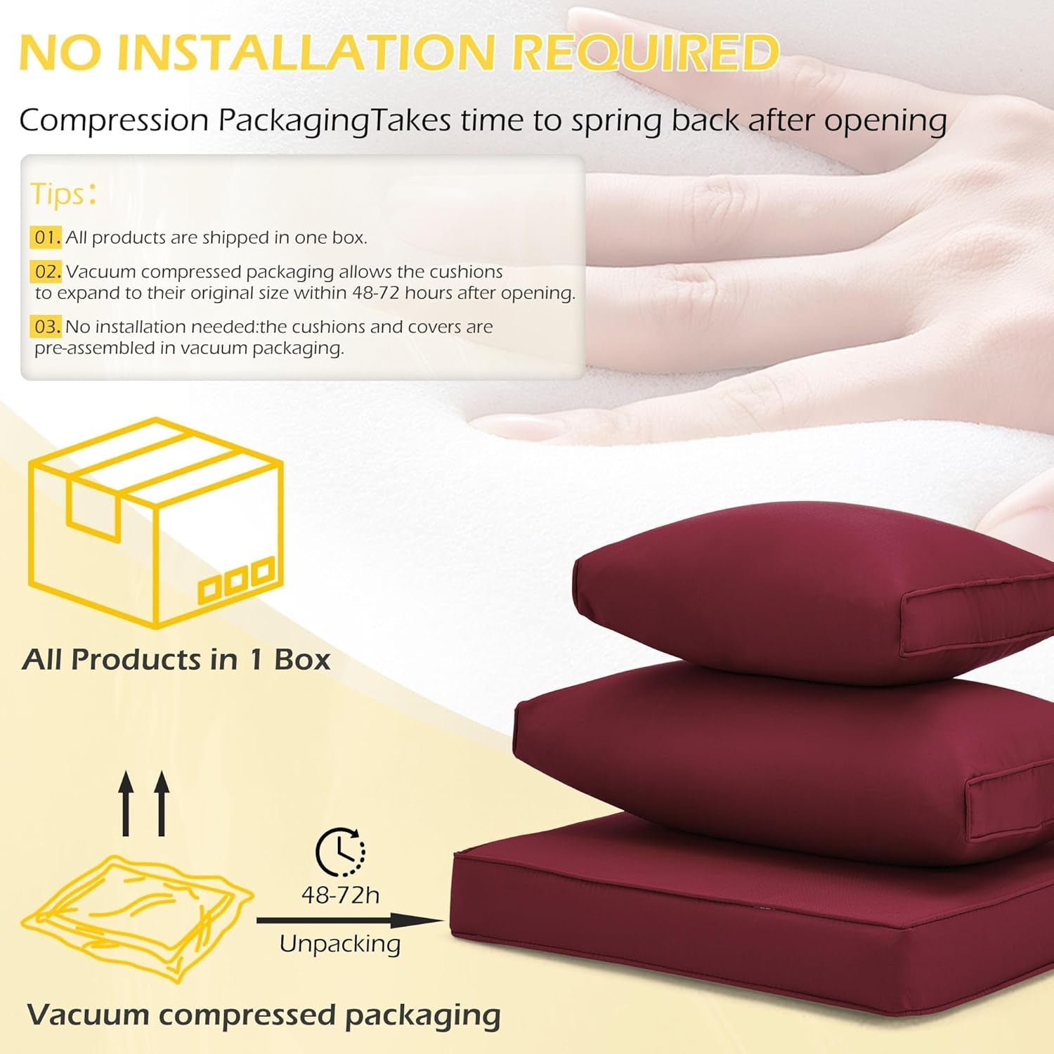 Outdoor Replacement Cushions for Patio Furniture,Water-Repellent Sofa Cushions for 6-Seat Rattan Wicker Sectional Patio Conversation Sets,14-Piece Cushions Set for Outdoor Couch（Burgundy）-3