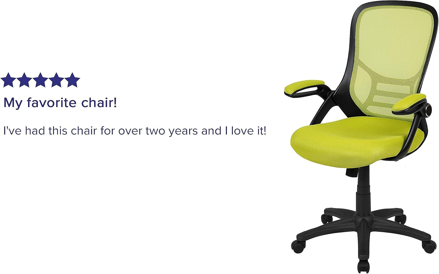 Porter Mesh High Back Ergonomic Swivel Office Chair with Lumbar Support, Flip-Up Arms, Tilt Lock/Tilt Tension, Height Adjustable, Black/Green Frame-4