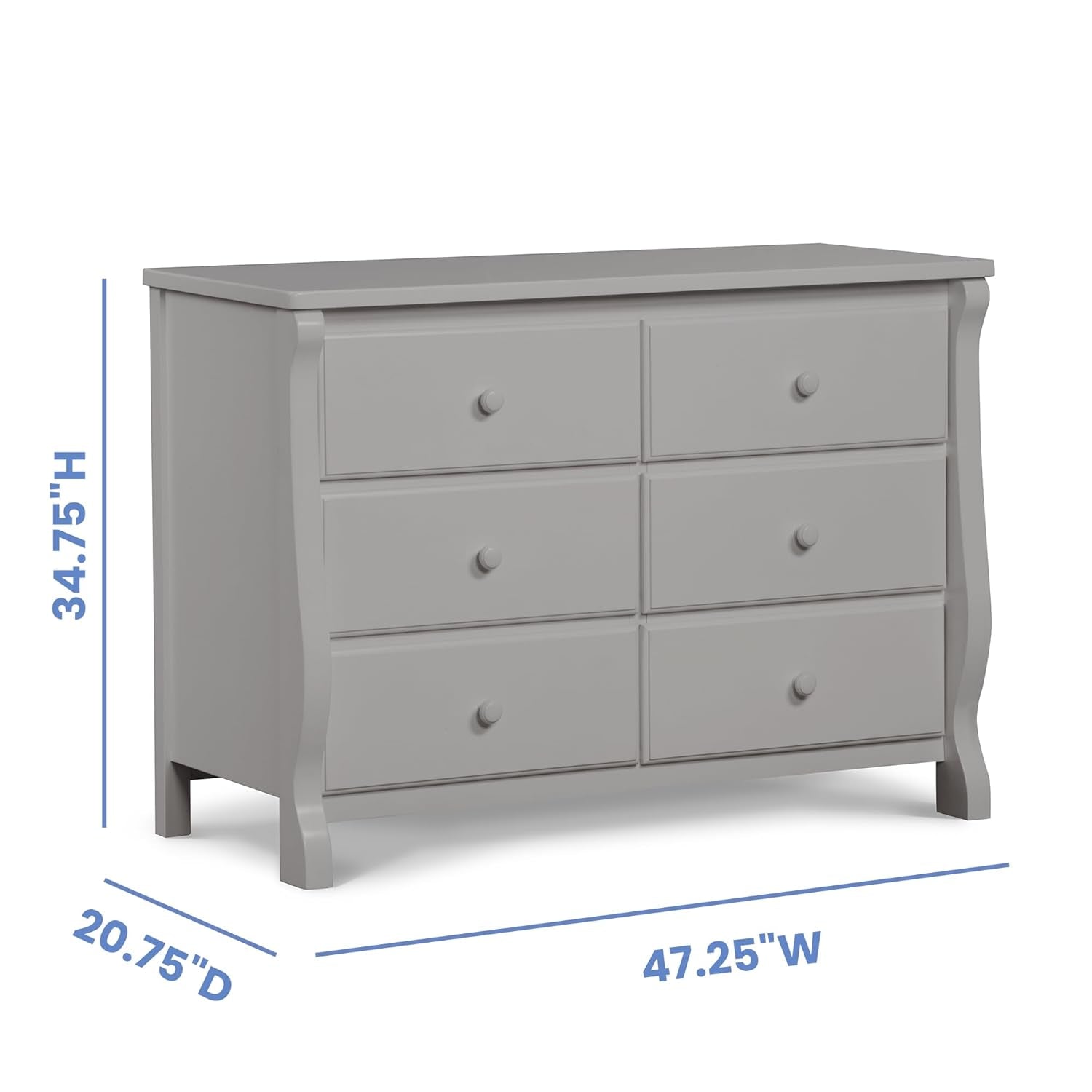 Universal 6 Drawer Dresser with Interlocking Drawers - Greenguard Gold Certified, Grey-2