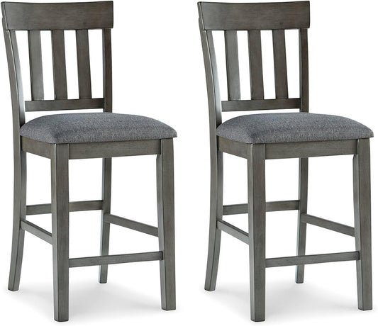 Hallanden Modern Farmhouse 25.75" Counter Height Upholstered Barstool, Set of 2, Dark Gray-0