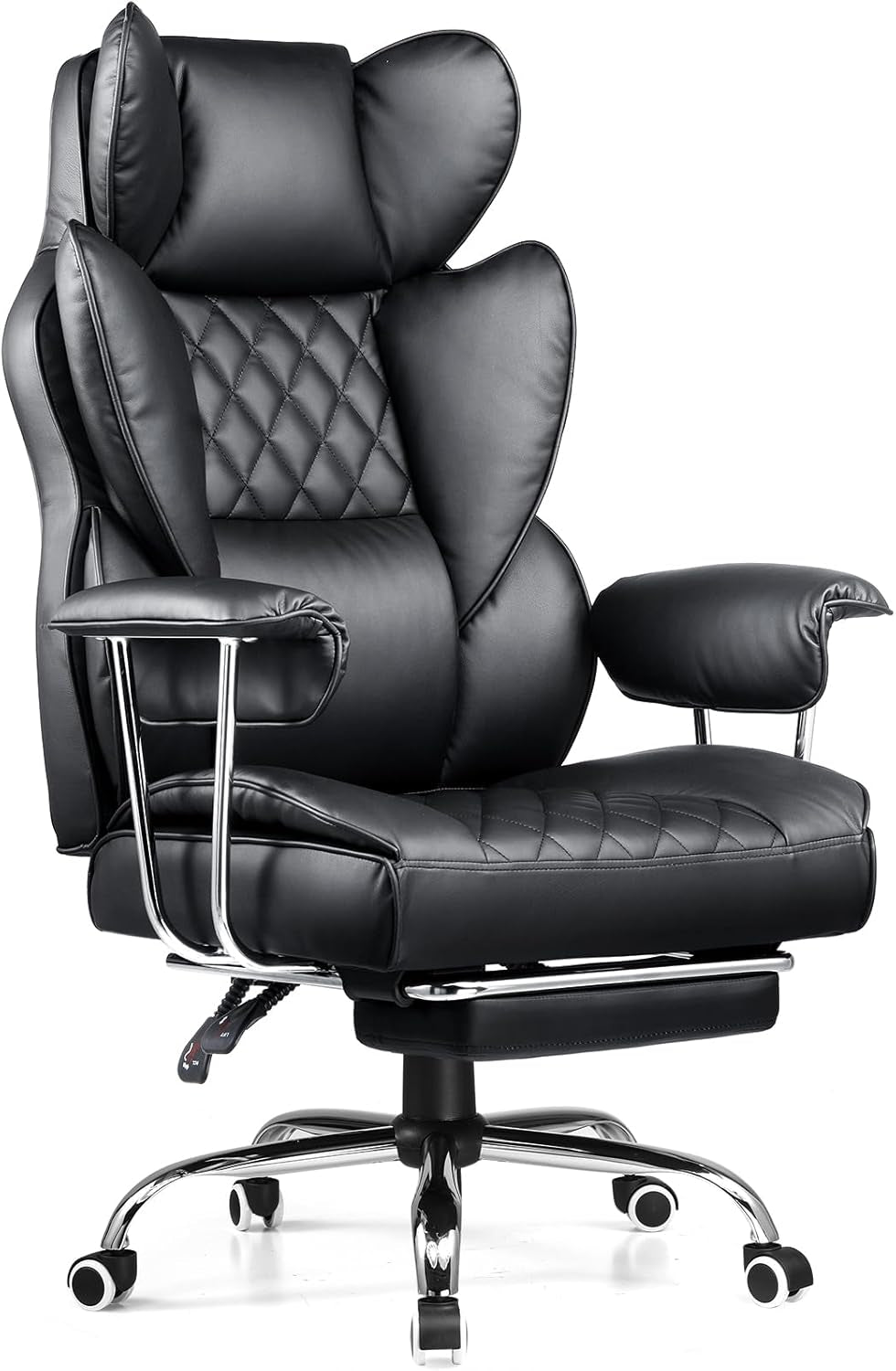 Big and Tall Gaming Chair with Pocket Spring Lumbar Support, Ergonomic Office Chair with Footrest, Executive Desk Chair with Outward Fixed Soft Armrests, Computer Chair with High Back, Black-0