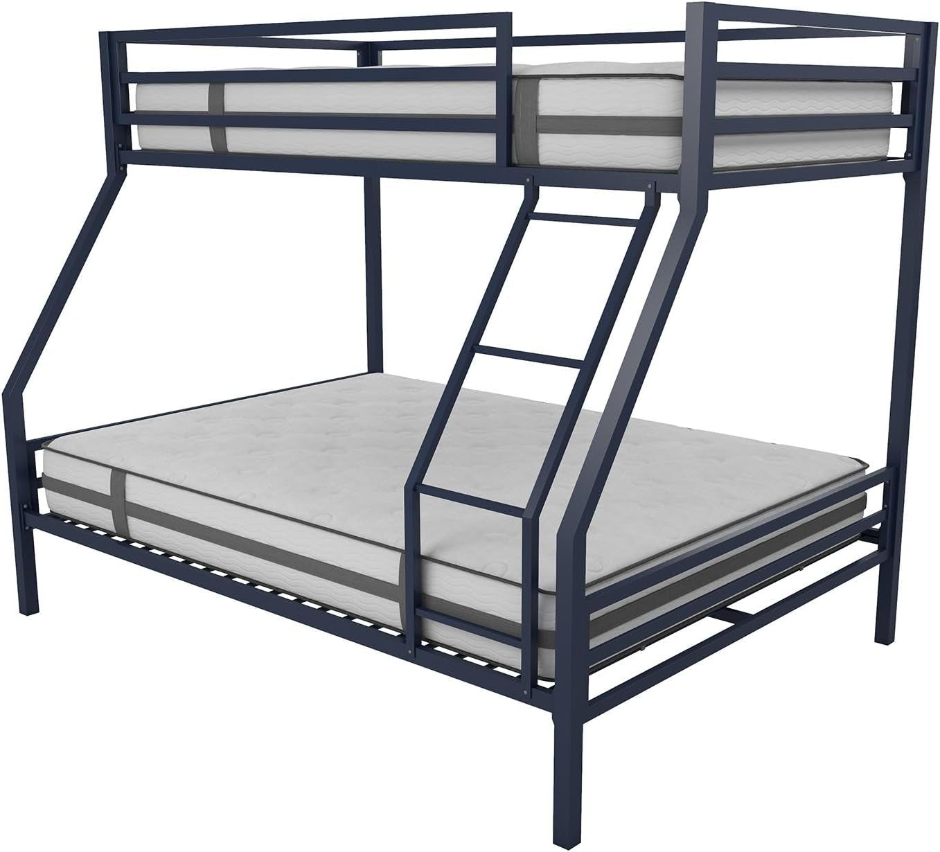 Maxwell Twin-Over-Full Metal Bunk Bed with Ladder and Guardrails, Navy Blue-3