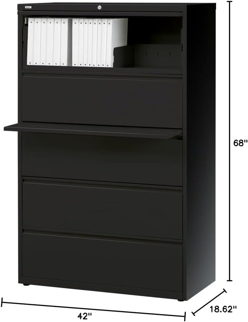60550 Lateral File,5-Drawer,42-Inch X18-5/8-Inch X67-5/8-Inch,Black-1