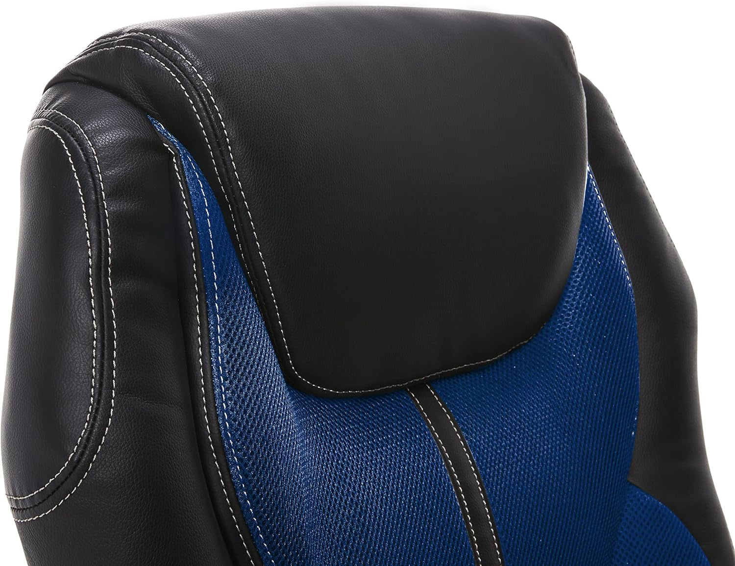 Executive Office Padded Arms, Adjustable Ergonomic Gaming Desk Chair with Lumbar Support, Faux Leather and Mesh, Black/Blue-3