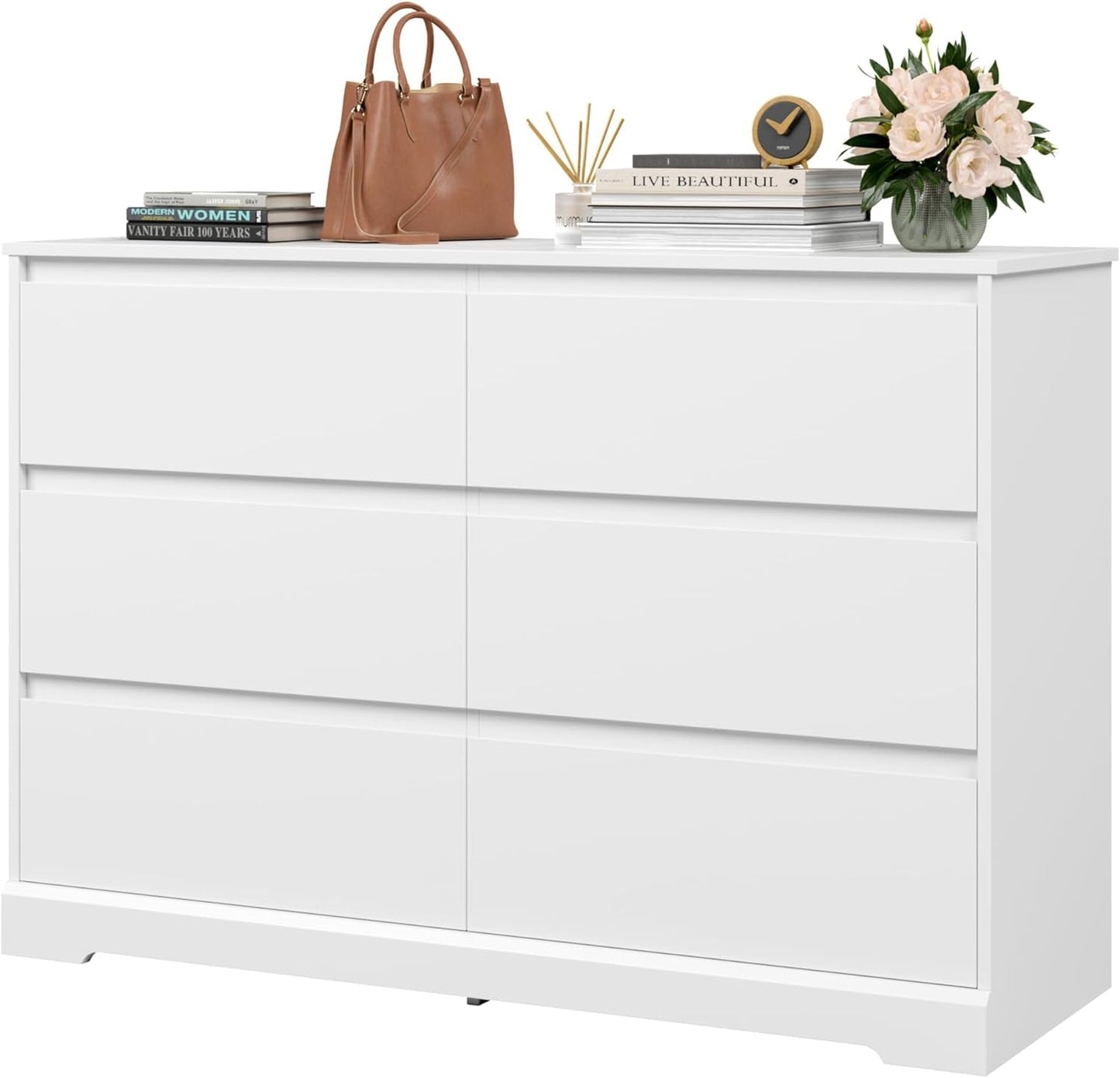 White 6-Drawer Dresser with Deep Storage-1