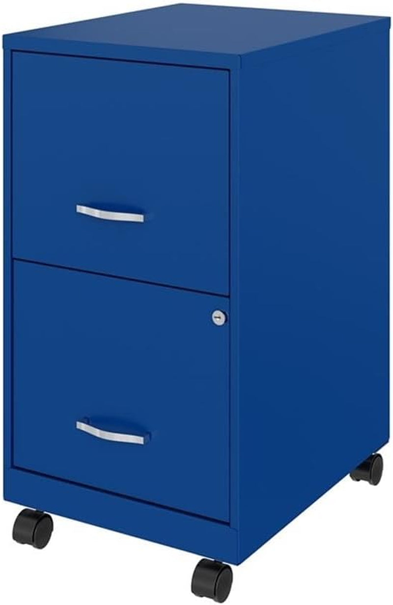 2 Drawer Metal Mobile File Cabinet with Lock, Letter Size, Blue, Fully Assembled-3