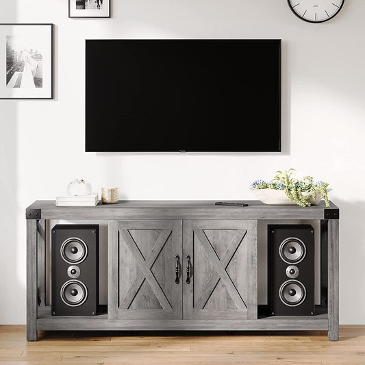 Farmhouse Grey TV Stand for 50-65 Inch Tvs-0