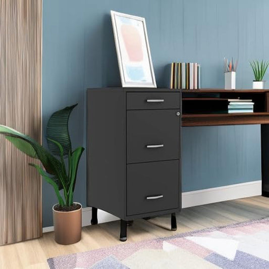 Locking 3-Drawer Steel File Cabinet-0