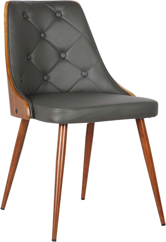 Lily Dining Chair in Grey Faux Leather and Walnut Wood Finish 20 X 31 X 23-0