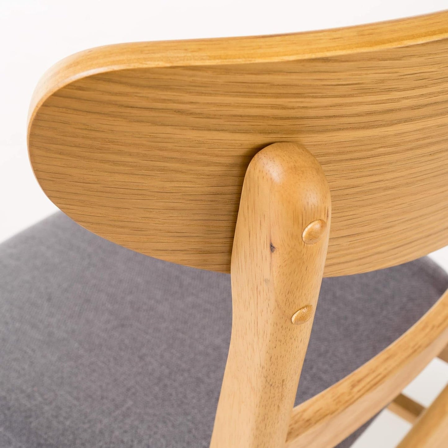 Heather Mid-Century Modern Dining Chairs (Set of 4), Dark Gray and Natural Oak-3