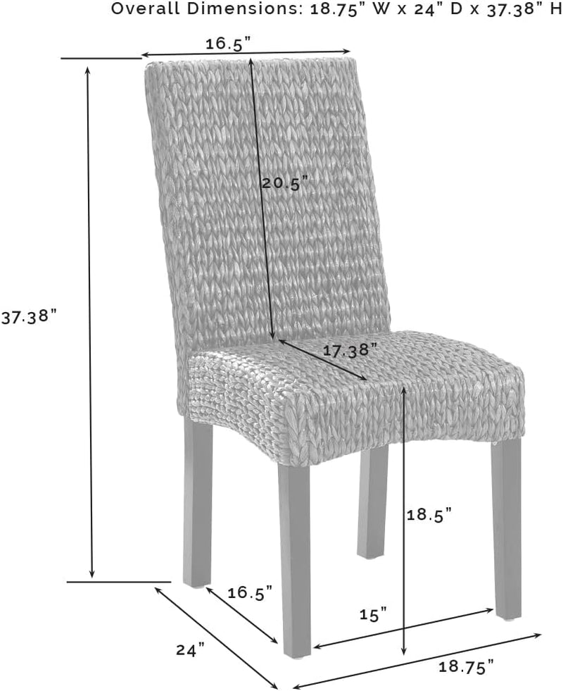 Edgewater Handwoven Natural Fiber Rattan Dining Chairs Set of 2, Seagrass-4