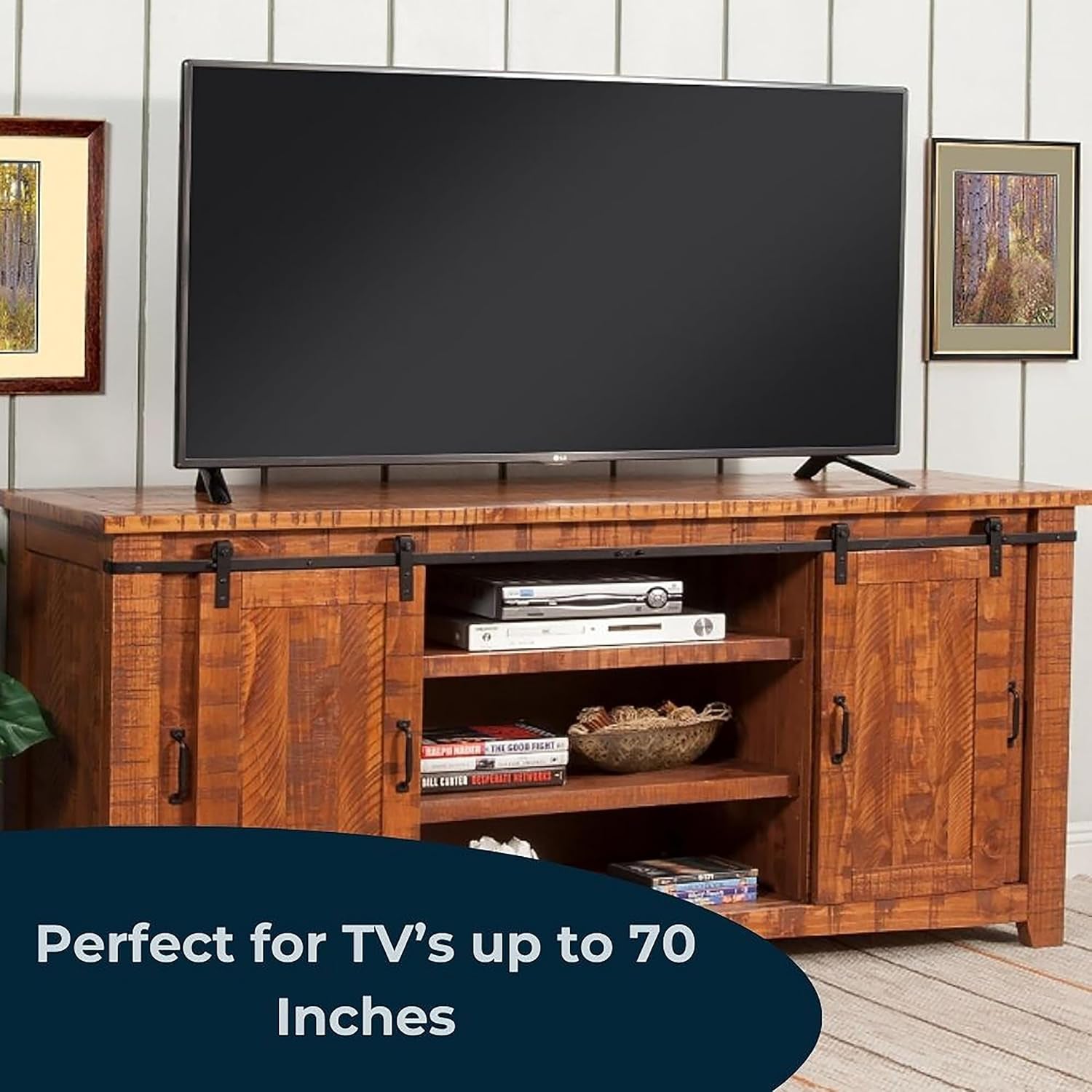 Omaha Solid Wood TV Stand, 65", Honey Tobacco-2