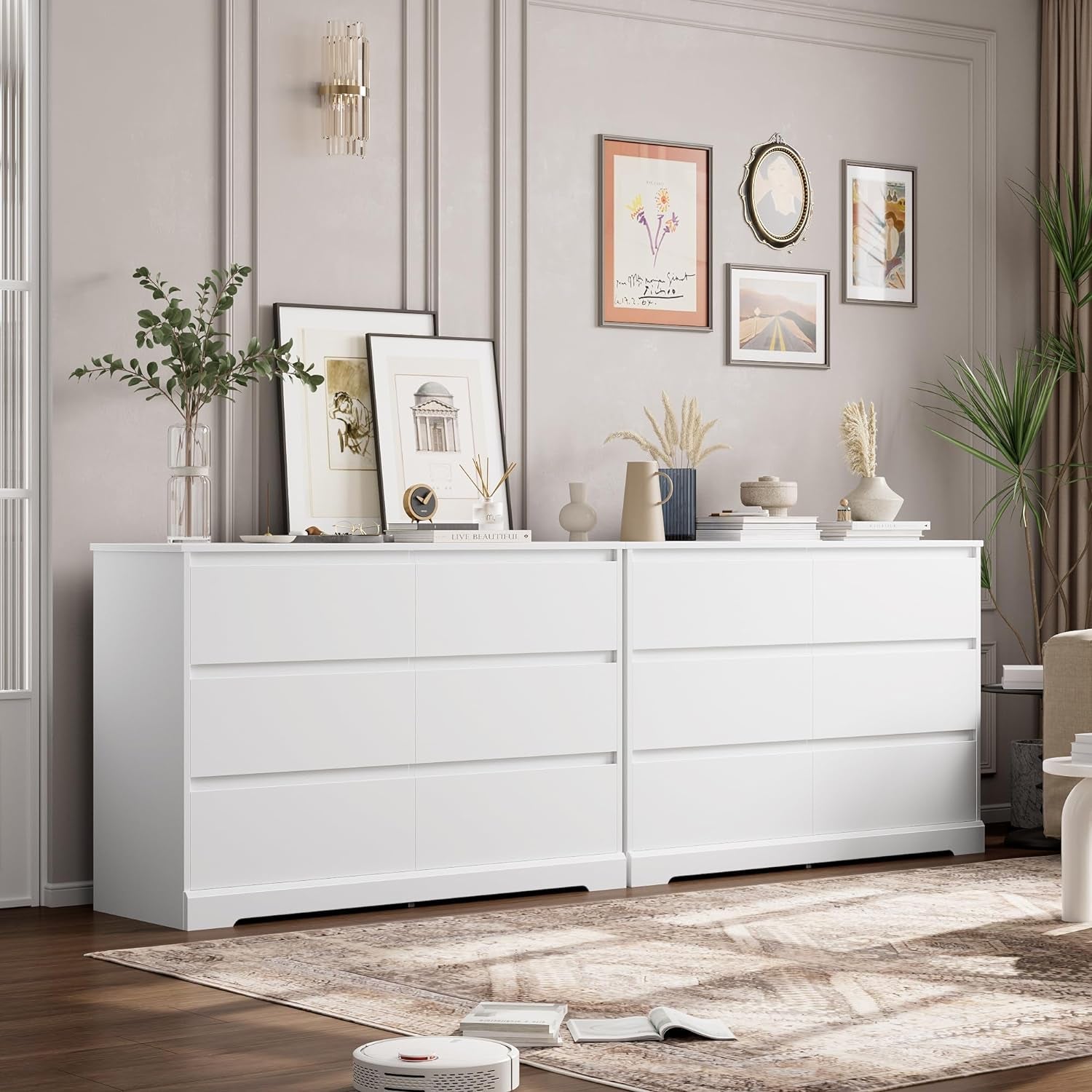 White 6-Drawer Dresser with Deep Storage-0