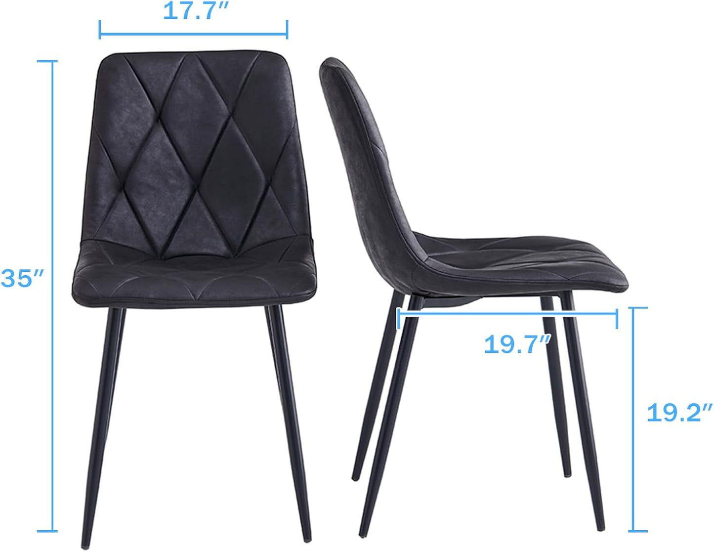 4 Set of Dining Chairs, Metal Frame Dining Chair for Kitchen Room,Technology Cloth Seat Chair for Living Room, Bedroom(Black)-1
