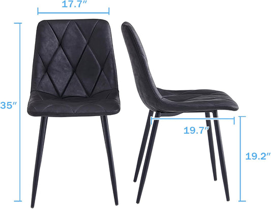 4 Set of Dining Chairs, Metal Frame Dining Chair for Kitchen Room,Technology Cloth Seat Chair for Living Room, Bedroom(Black)-1