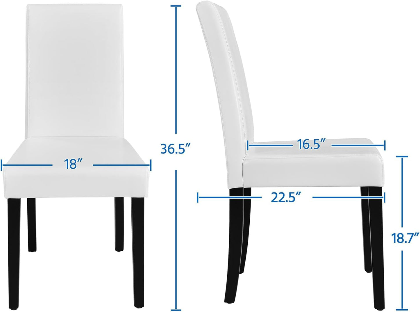 Dining Chair Set of 4 Faux Leather Parson Chair Modern Kitchen Living Room Side Chair Upholstered Padded Armless Chair with Solid Wood Legs, White-2