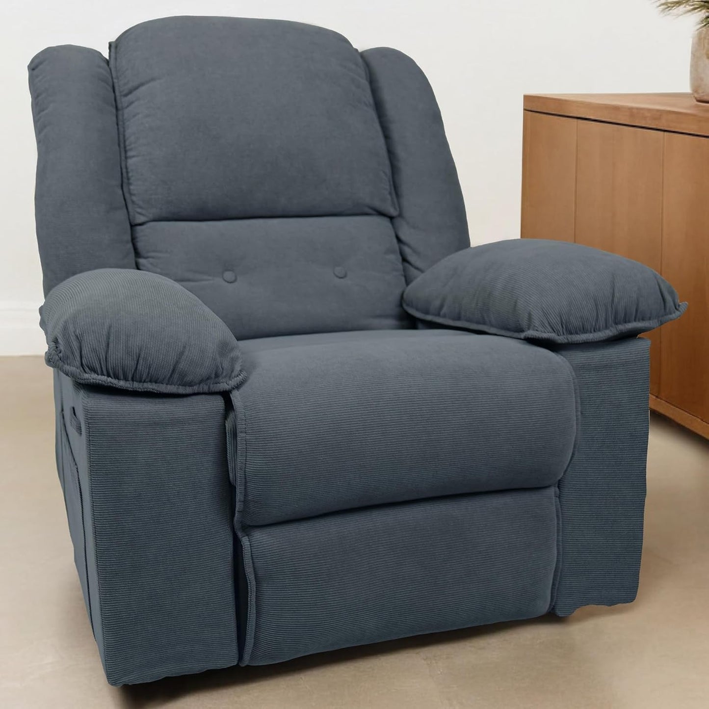 XRC2 Rocker Recliner Chair for Adults - Massage Rocker Recliner Chair W/Heat & Vibration, 270° Swivel Manual Rocking Chair Single Sofa for Living Room Bedroom(Grey)-1