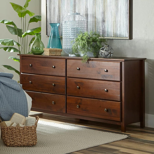 Shaker 6-Drawer Dresser, Solid Wood with a Cherry Finish-0