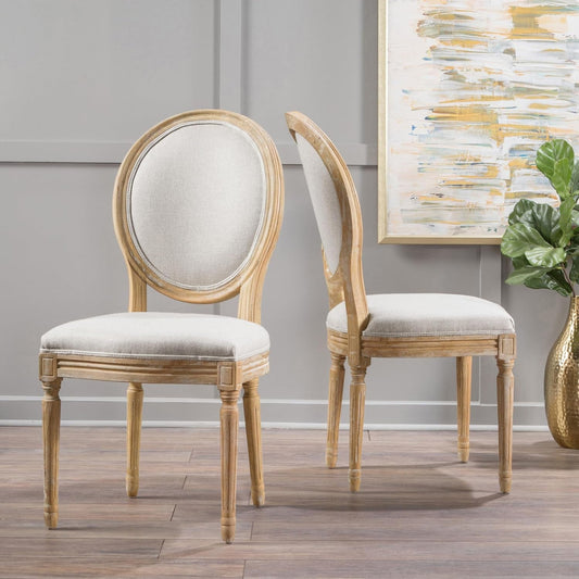 Phinnaeus Polyester Beige Fabric Dining Chair (Set of 2), 2-Pcs Set-1