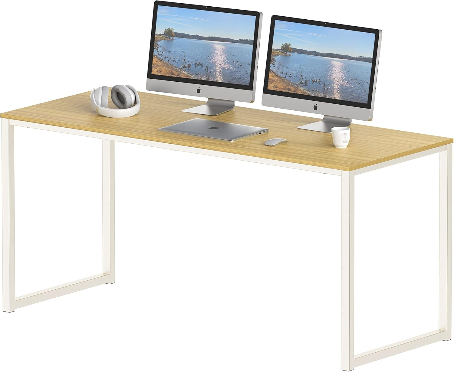 Home Office 55 Inch Computer Desk, 24" Deep, Oak-0