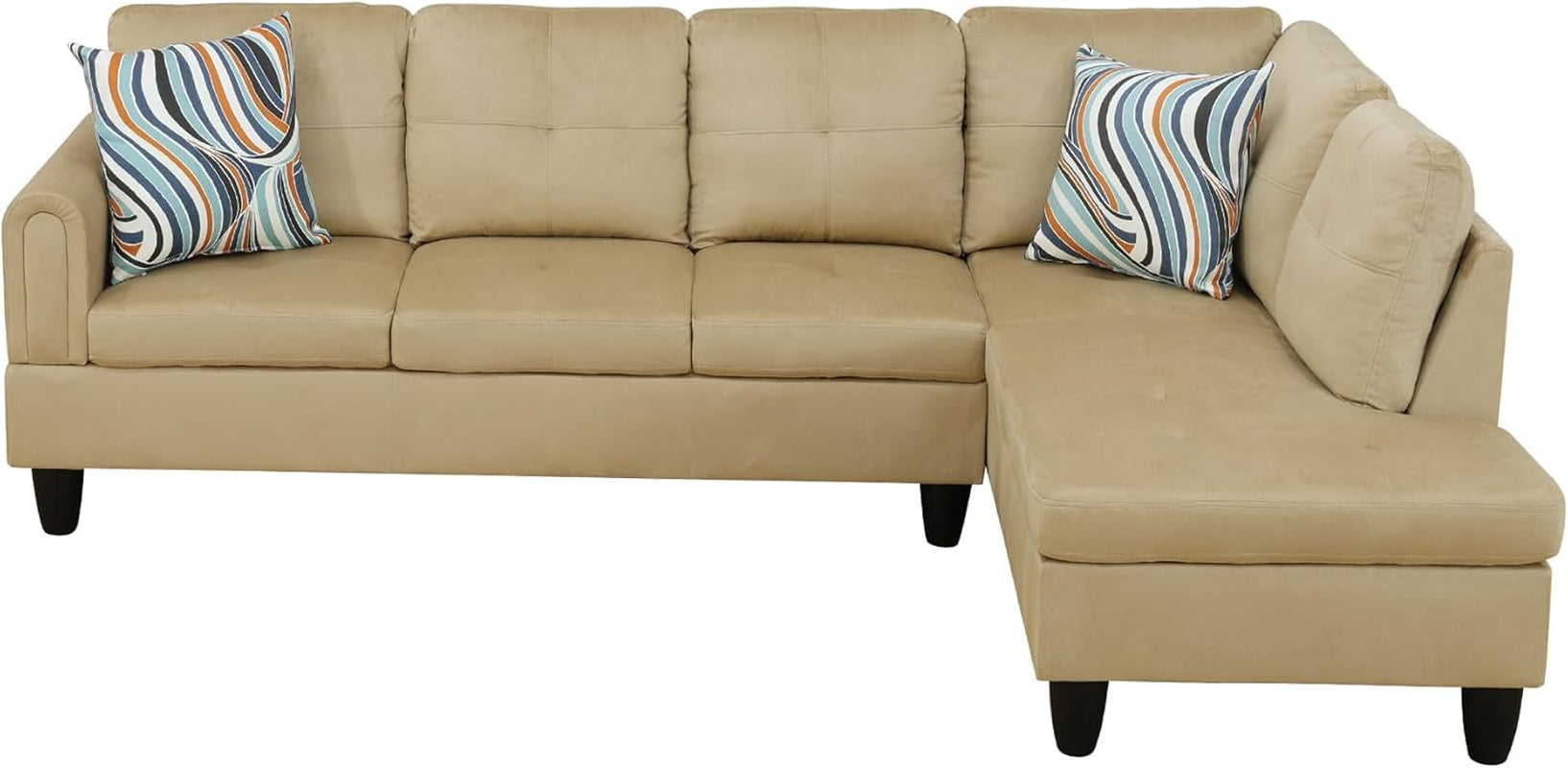 L Shaped Sectional Sofa with Ottoman, Modern Couches for Living Room, Microfiber Facing, Bedroom, Office-4