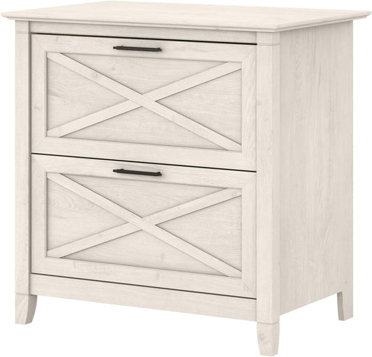 Bush Furniture Key West 2 Drawer Lateral File Cabinet in Linen White Oak | Document Storage for Home Office | Accent Chest with Drawers-0