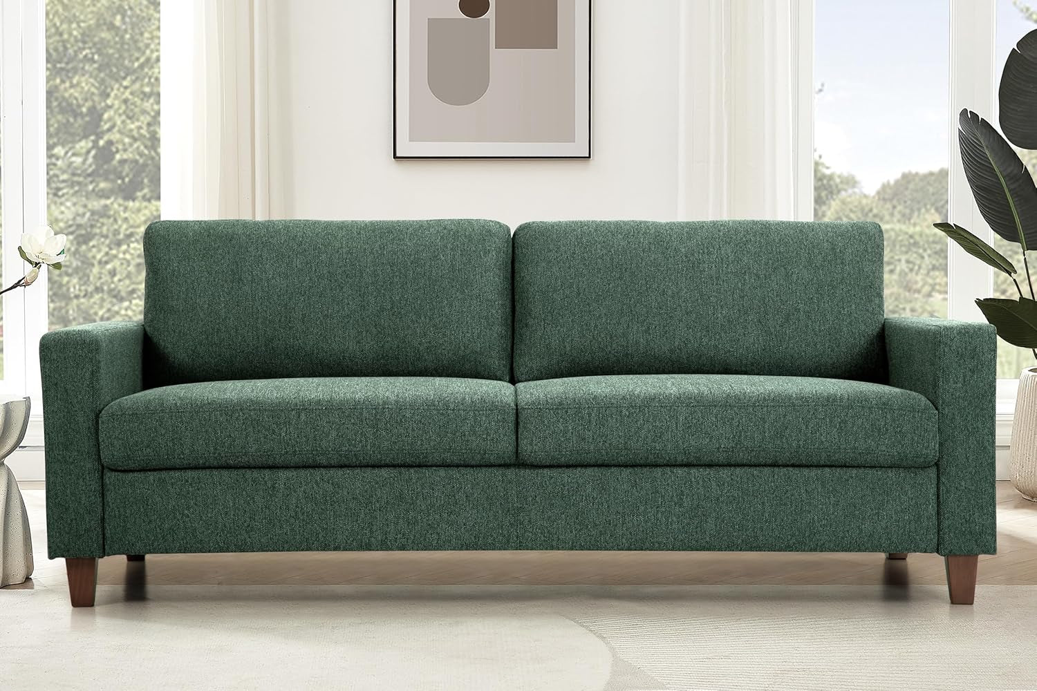 Green Mid-Century Modern Small Space Couch and Loveseat-3