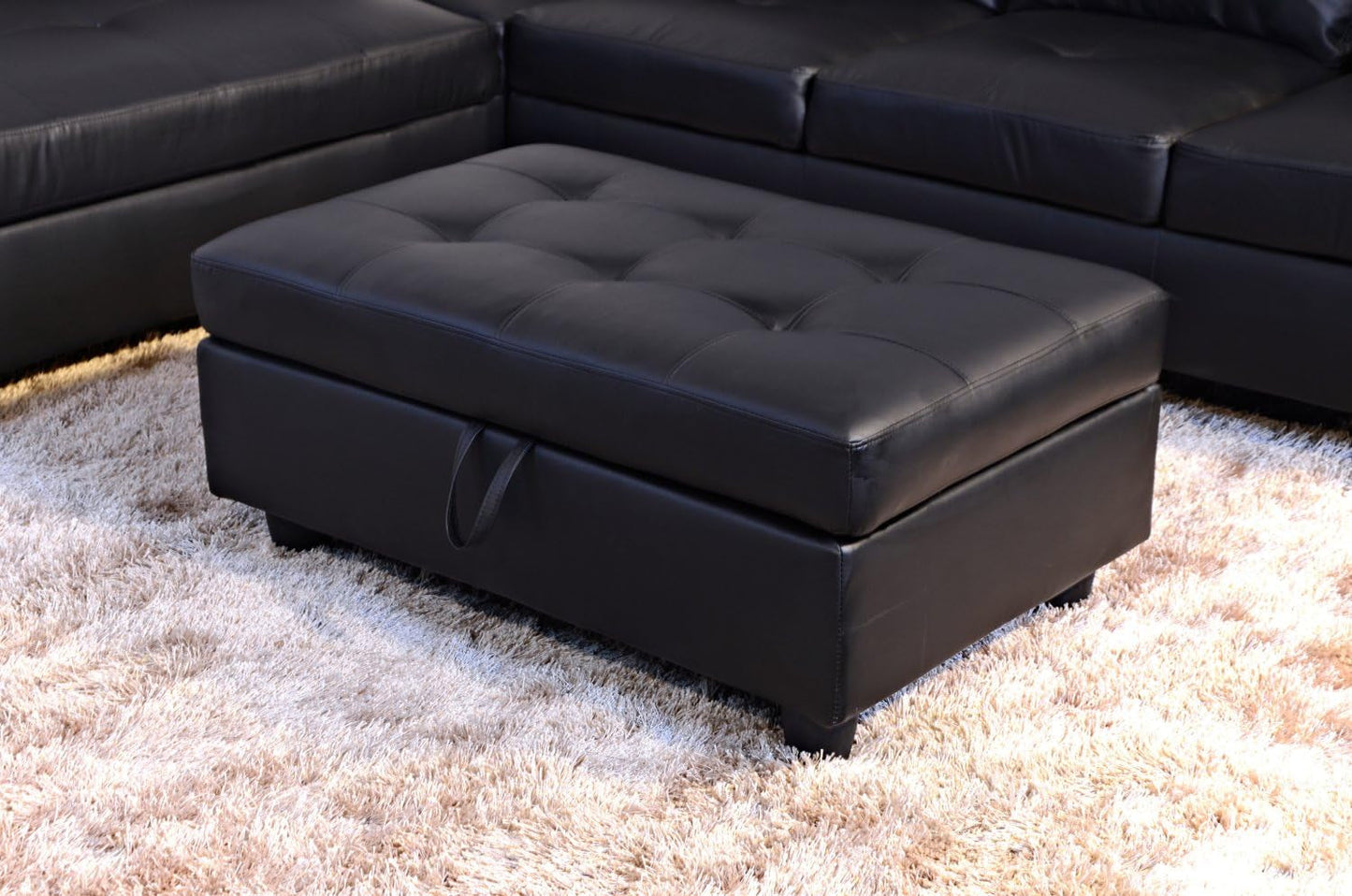 Beverly Fine Funiture Sectional Sofa Set, 91B Black-2