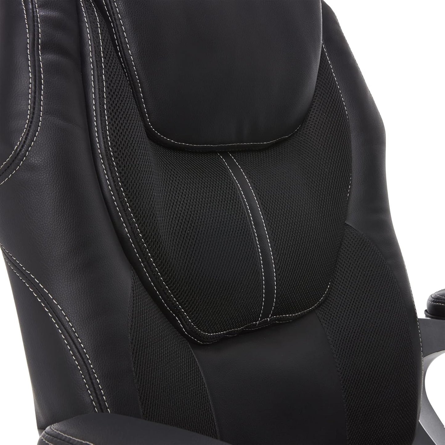 Amplify Executive Office Padded Arms, Adjustable Ergonomic Gaming Desk Chair with Lumbar Support, Faux Leather and Mesh, Black-4