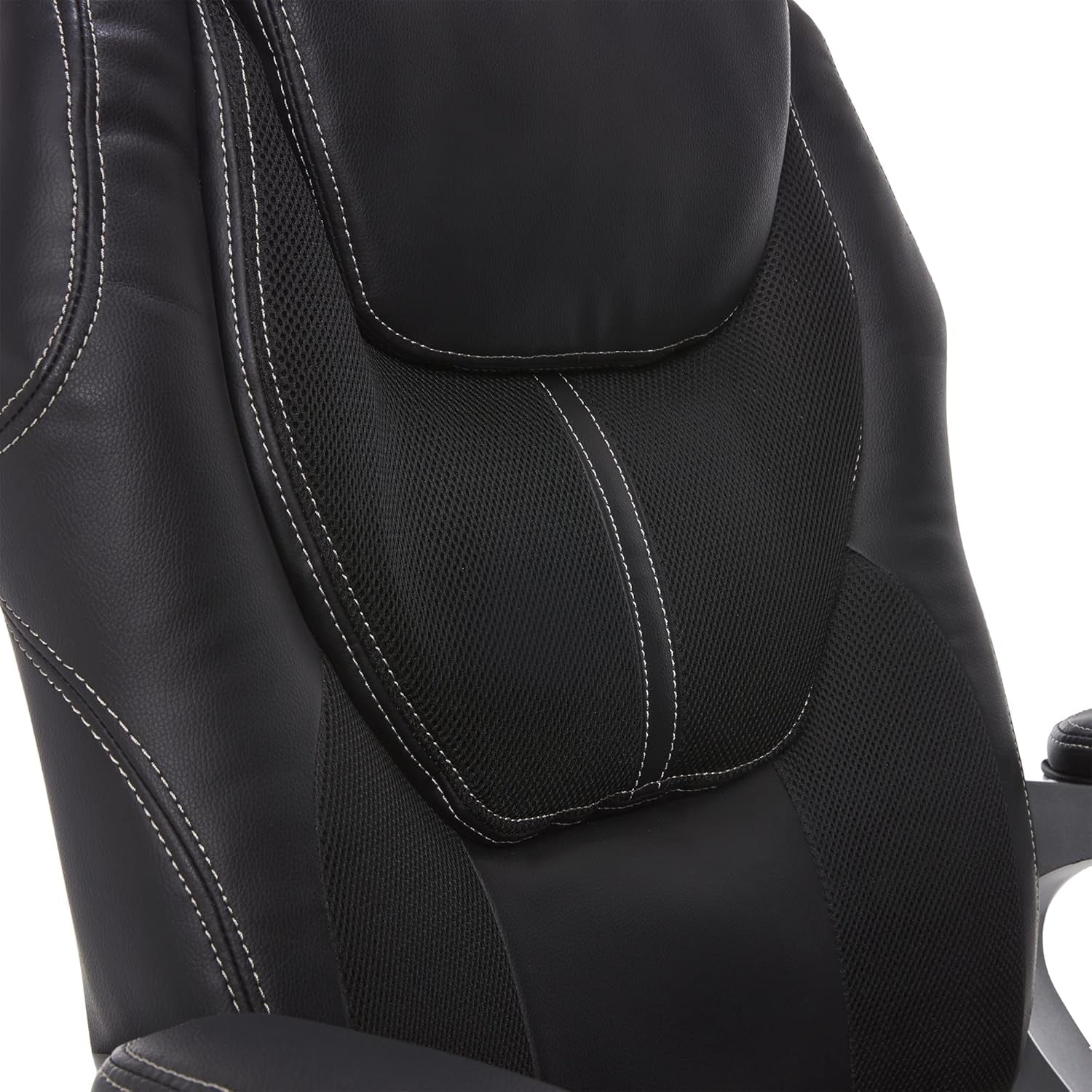 Amplify Executive Office Padded Arms, Adjustable Ergonomic Gaming Desk Chair with Lumbar Support, Faux Leather and Mesh, Black-4