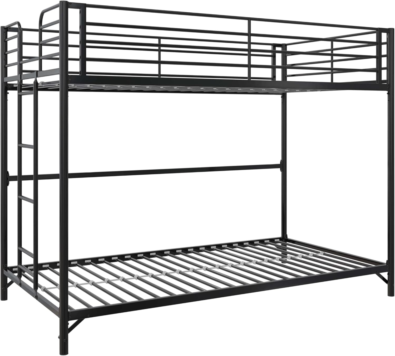 Daven Easy Assembly Metal Bunk Bed for Kids, Teens and Adults, with Ladder, High Guardrail, Metal Slats, Smooth Rounded Edges, No Boxspring Required, Twin-Over-Twin, Black-3