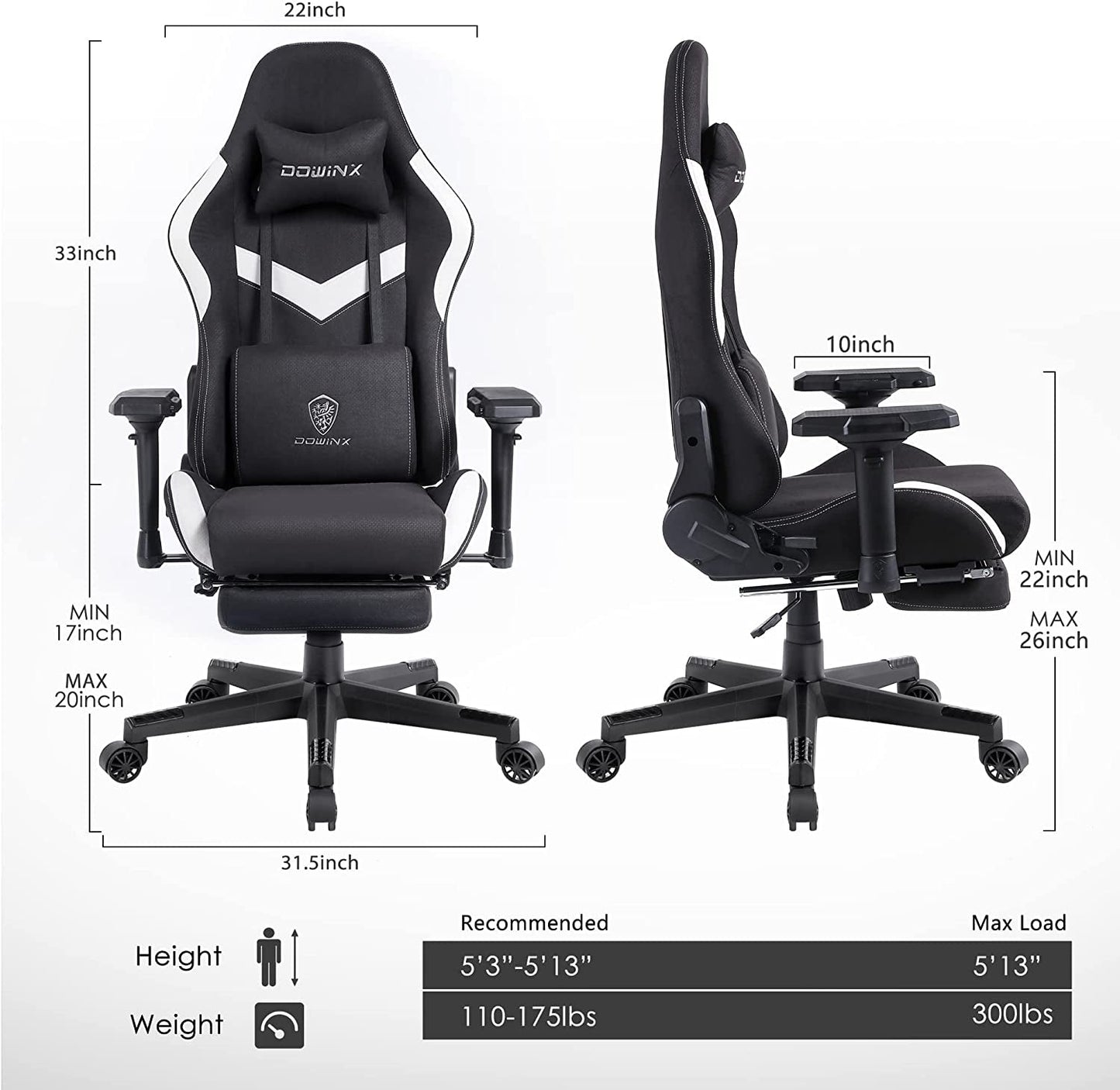Ergonomic Gaming Chair with Massage and Footrest-2