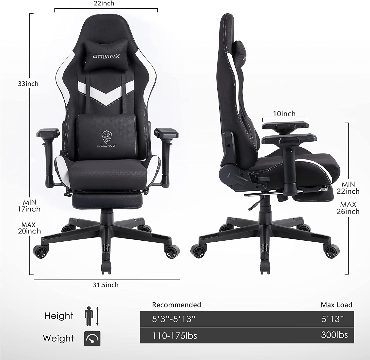 Ergonomic Gaming Chair with Massage and Footrest-2