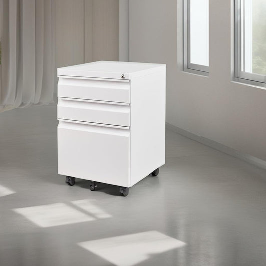 3 Drawer Mobile File Cabinet with Lock, under Desk Metal Filing Cabinets for Home Office Organizer Letters/Legal/A4(Fully Assembled-White)-1