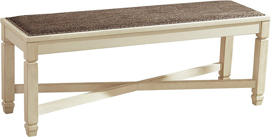 Bolanburg French Country Upholstered Dining Room Bench, Antique White-0