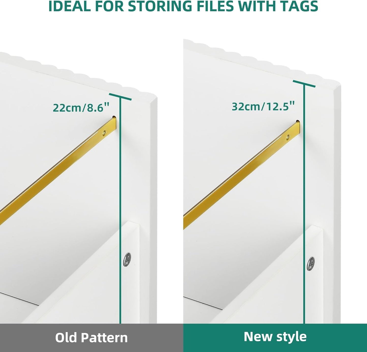 2 Drawer File Cabinet, Lateral Filing Cabinet for Home Office, White and Gold-2