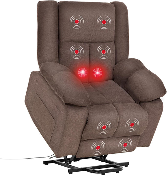 Electric Power Lift Recliner Chair with Massage and Heat, Standing Assistance for Elderly People, Extended Footrest Chair for Living Room Comfy Overstuffed Recliner-0