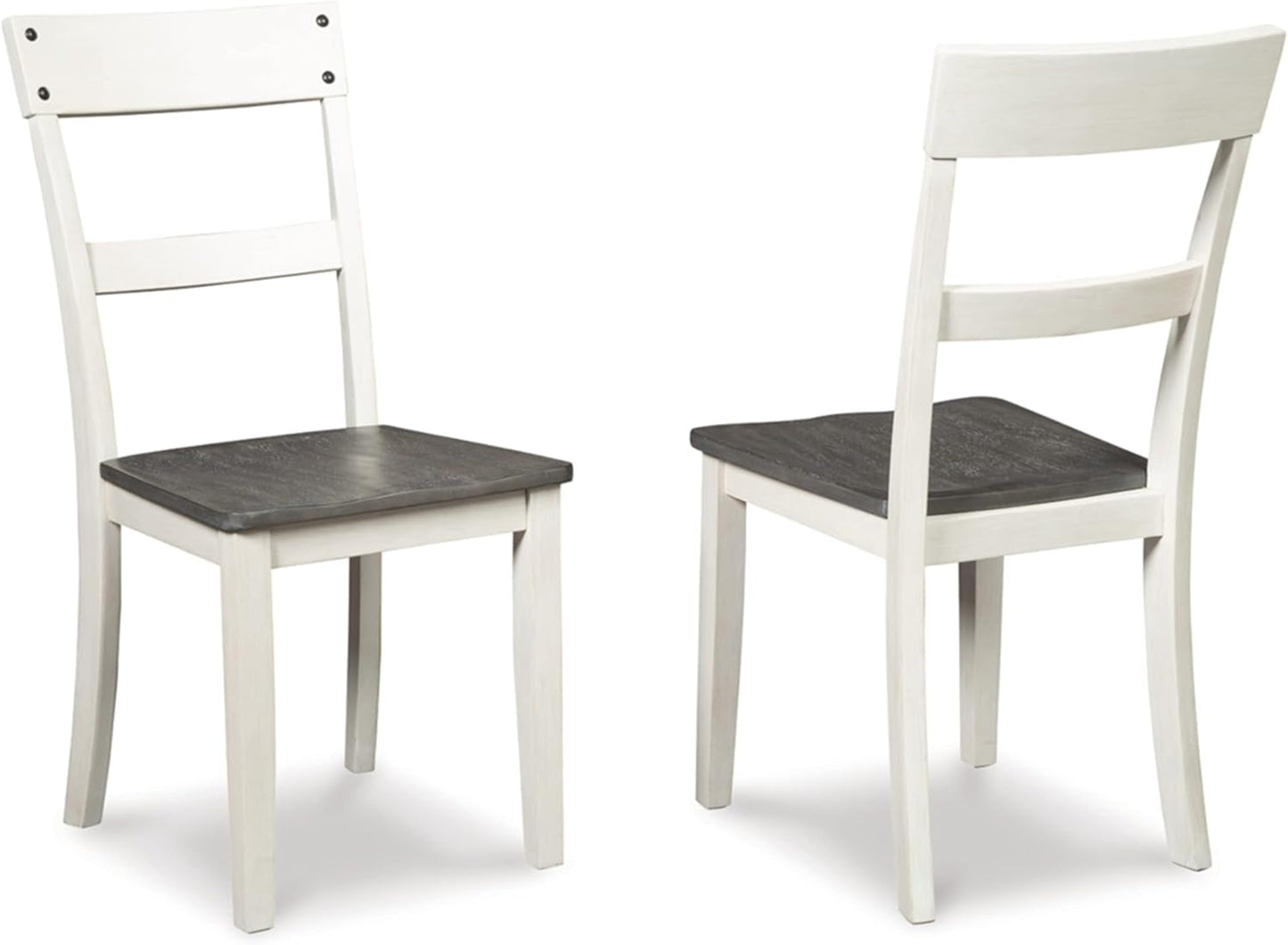 Nelling Modern Farmhouse 18" Weathered Dining Chair, Set of 2, White & Dark Brown-3
