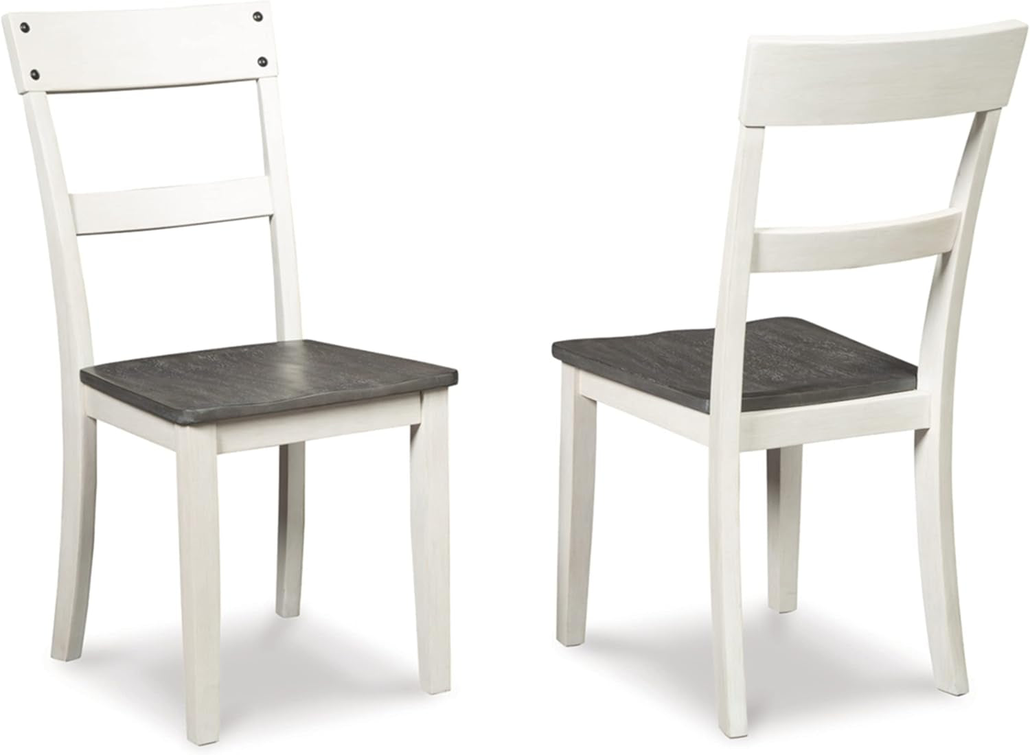 Nelling Modern Farmhouse 18" Weathered Dining Chair, Set of 2, White & Dark Brown-3