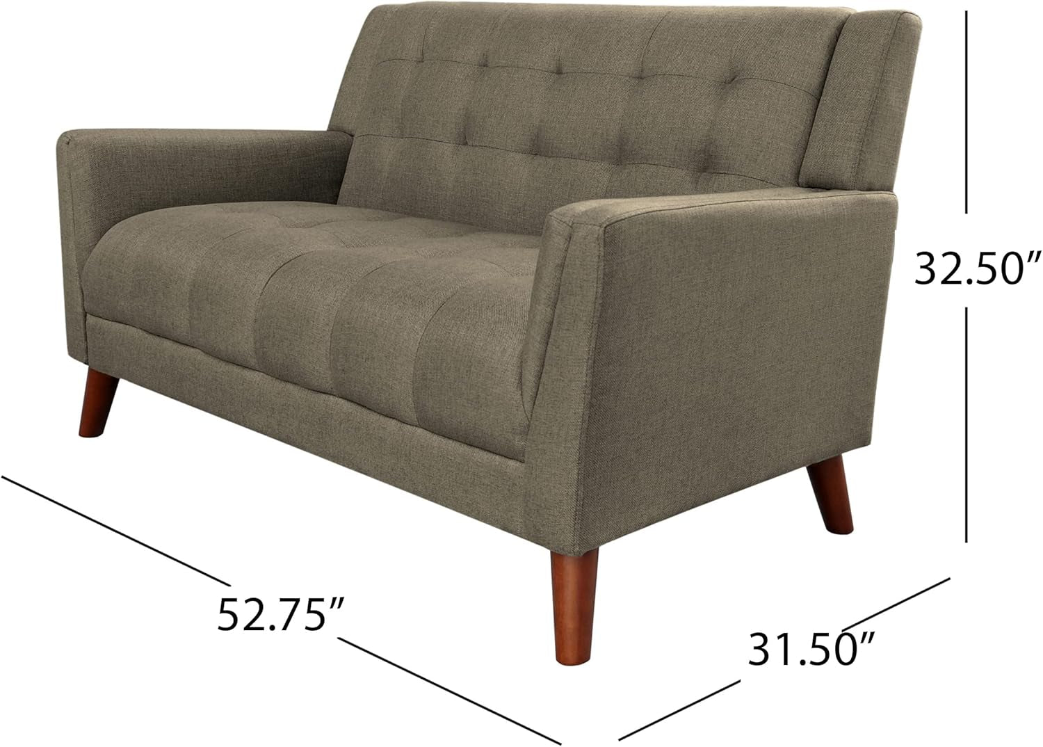 Christopher Knight Home Evelyn Mid Century Modern Fabric Arm Chair and Loveseat Set, Mocha-3