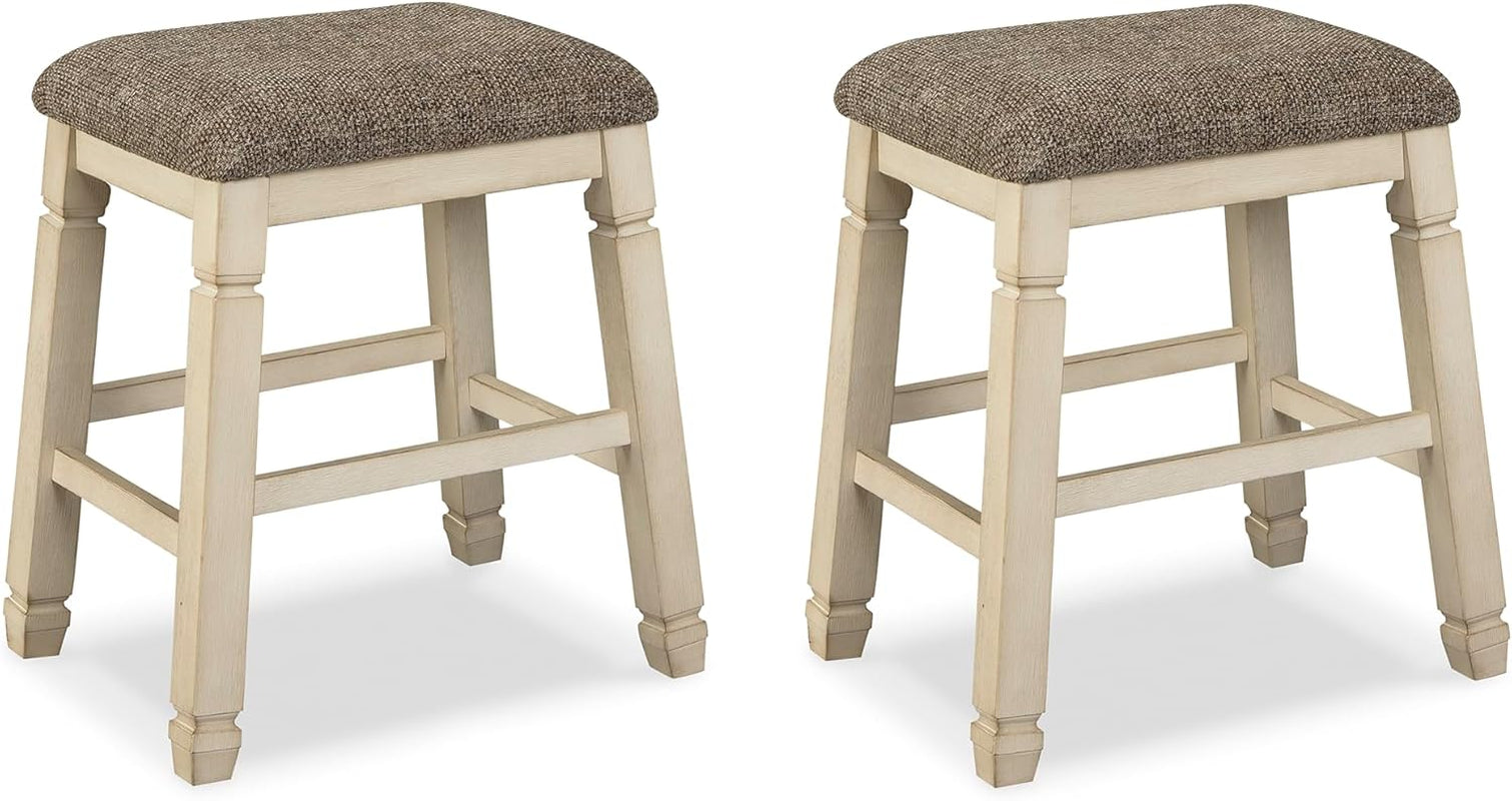 Bolanburg Farmhouse 24" Counter Height Upholstered Barstool, 2 Count, Whitewash-0