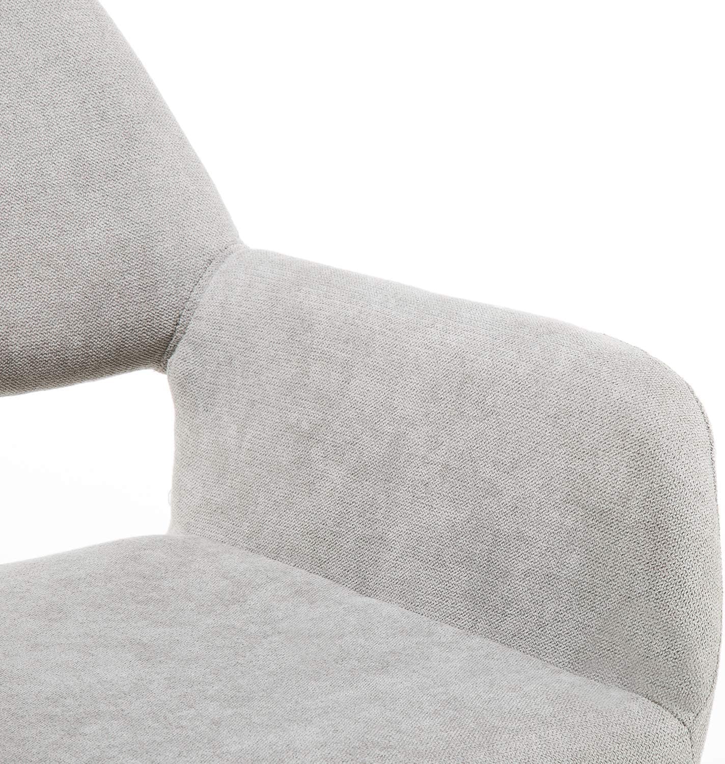 Desk Chair No Wheels Comfy Accent Chair for Living Dining Room Bedroom Vanity Chair Makeup Chair Home Office Mid Century Modern Upholstered Arm Chair Sofa Chair (Gray, 1)-4