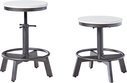 Torjin Industrial Adjustable Height Counter Barstool, 2 Count, White & Black-0