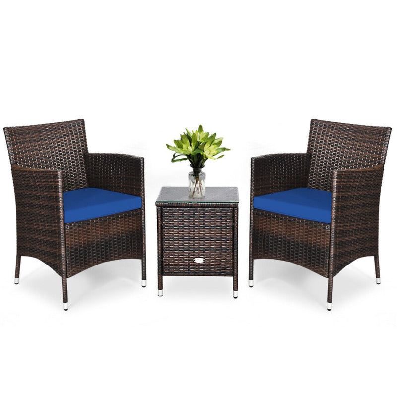 3 Pieces Ergonomic Wicker Patio Conversation Set-2