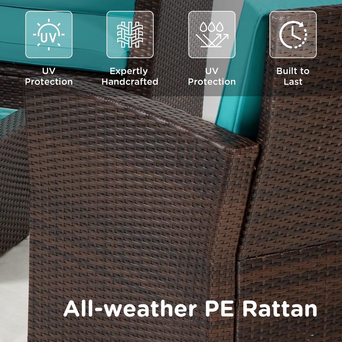 4 Piece Patio Furniture Sets, Wicker Conversation Set 4-2