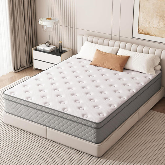 Queen Hybrid Mattress Cooling Gel, Medium-Firm, 12"-0