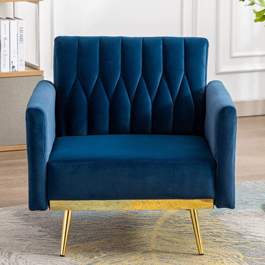 Adjustable Velvet Lounge Chair with Ottoman-0