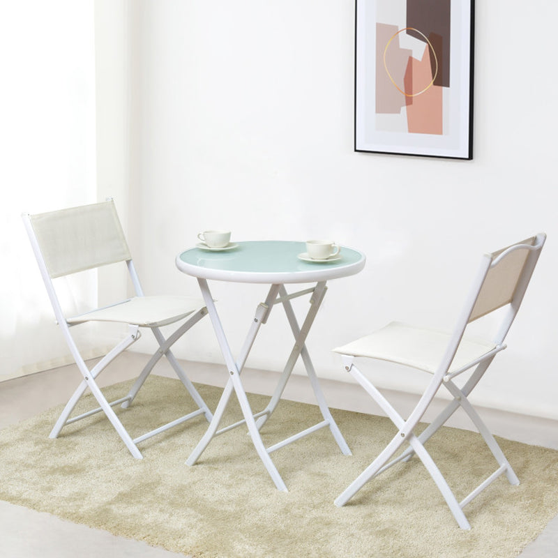 3 Pieces Patio Folding Bistro Set for Balcony or Outdoor Space-4